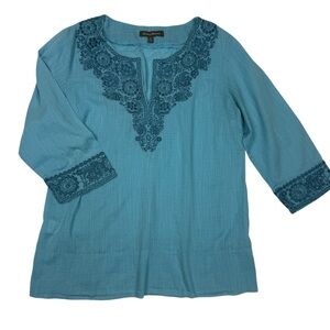 Tommy Bahama Teal Embroidered Tunic